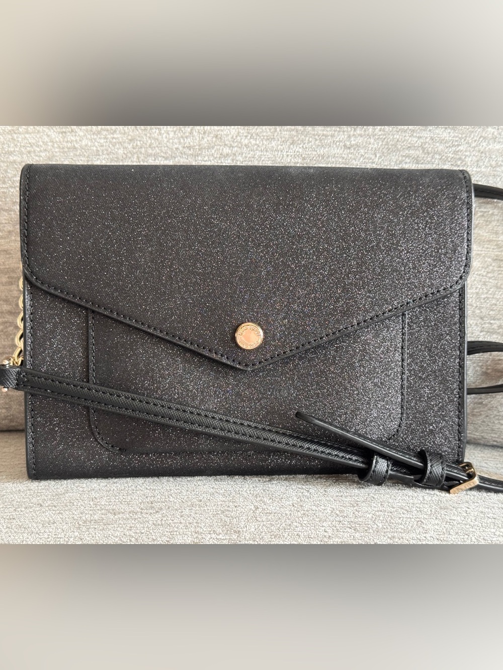 Kate Spade Tinsel Glitter Flap Crossbody Bag in Black K9336 LIKE NEW